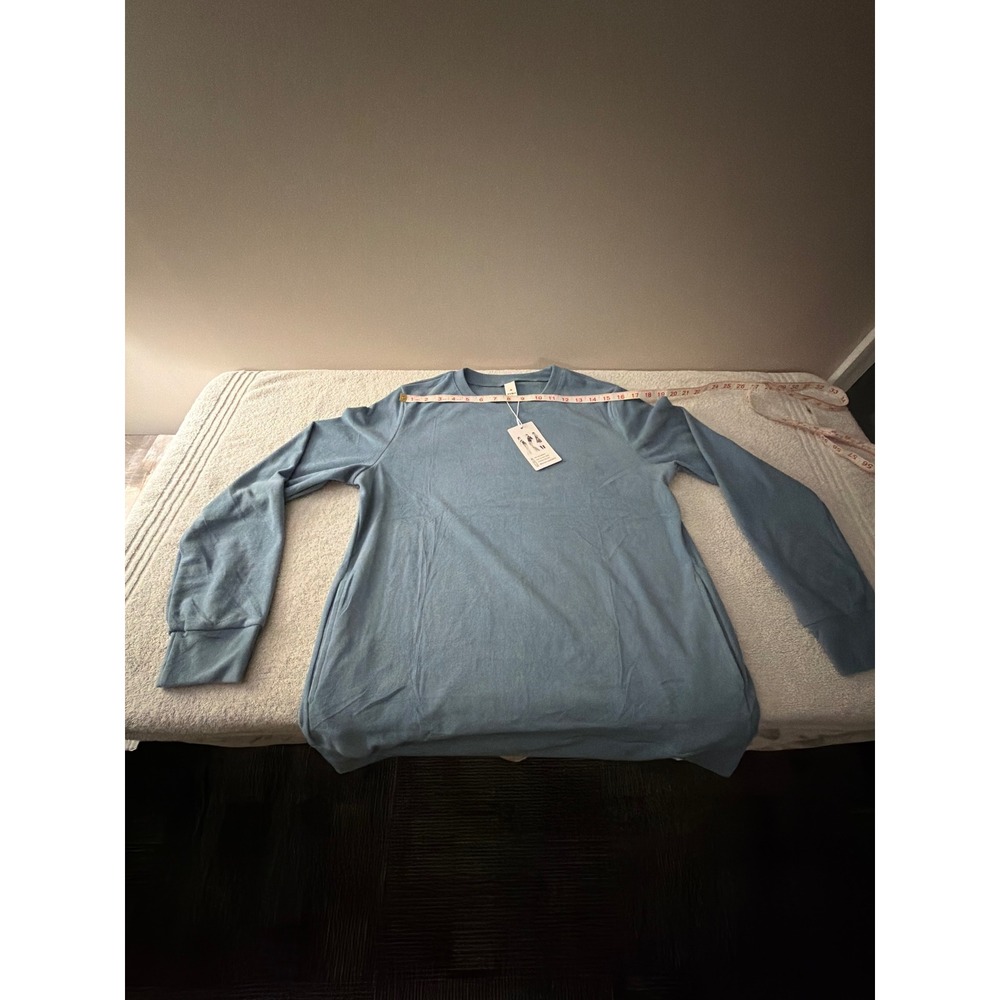 Rumia Womens Long Sleeve Crewneck Top Dusty Blue Soft Brushed Pullover M